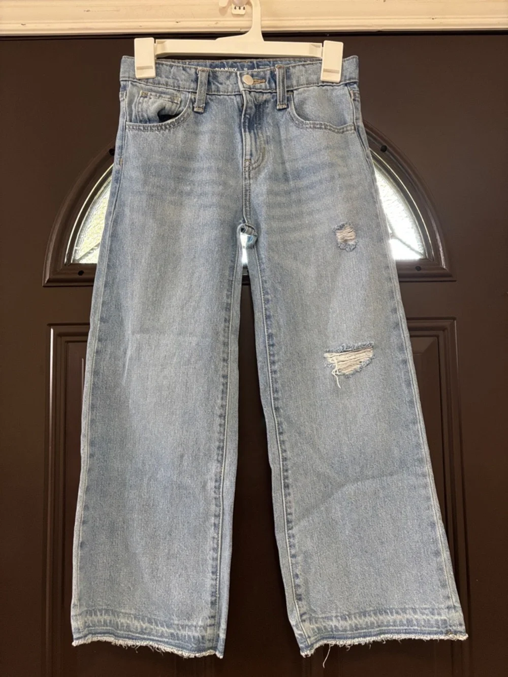 Old Navy Light Blue Wide-Leg Distressed Kids Jeans